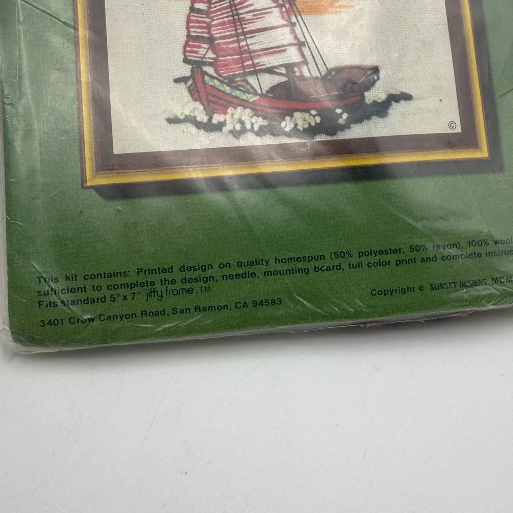 Jiffy Stitchery Crewel Kit Unisex 5x7‎ Multicolor Chinese Junk Ship Vintage 829